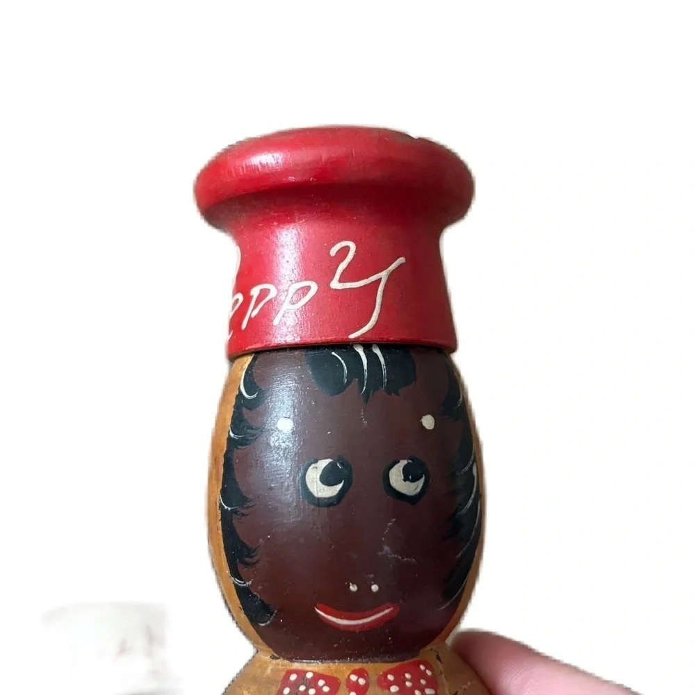 Vintage Salt and Pepper Shakers Set Wooden Japan Salty Peppy Farmhouse Americana